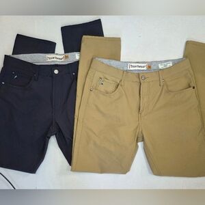 Lot Of 2 Tailor Vintage Mens Canaan Slim Fit Pants 34x32 Tan/Charcoal Golf